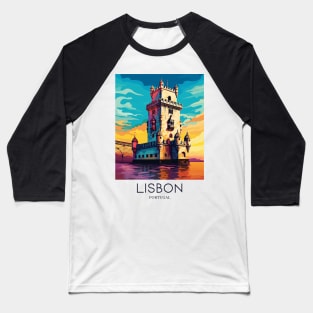 A Pop Art Travel Print of Lisbon - Portugal Baseball T-Shirt